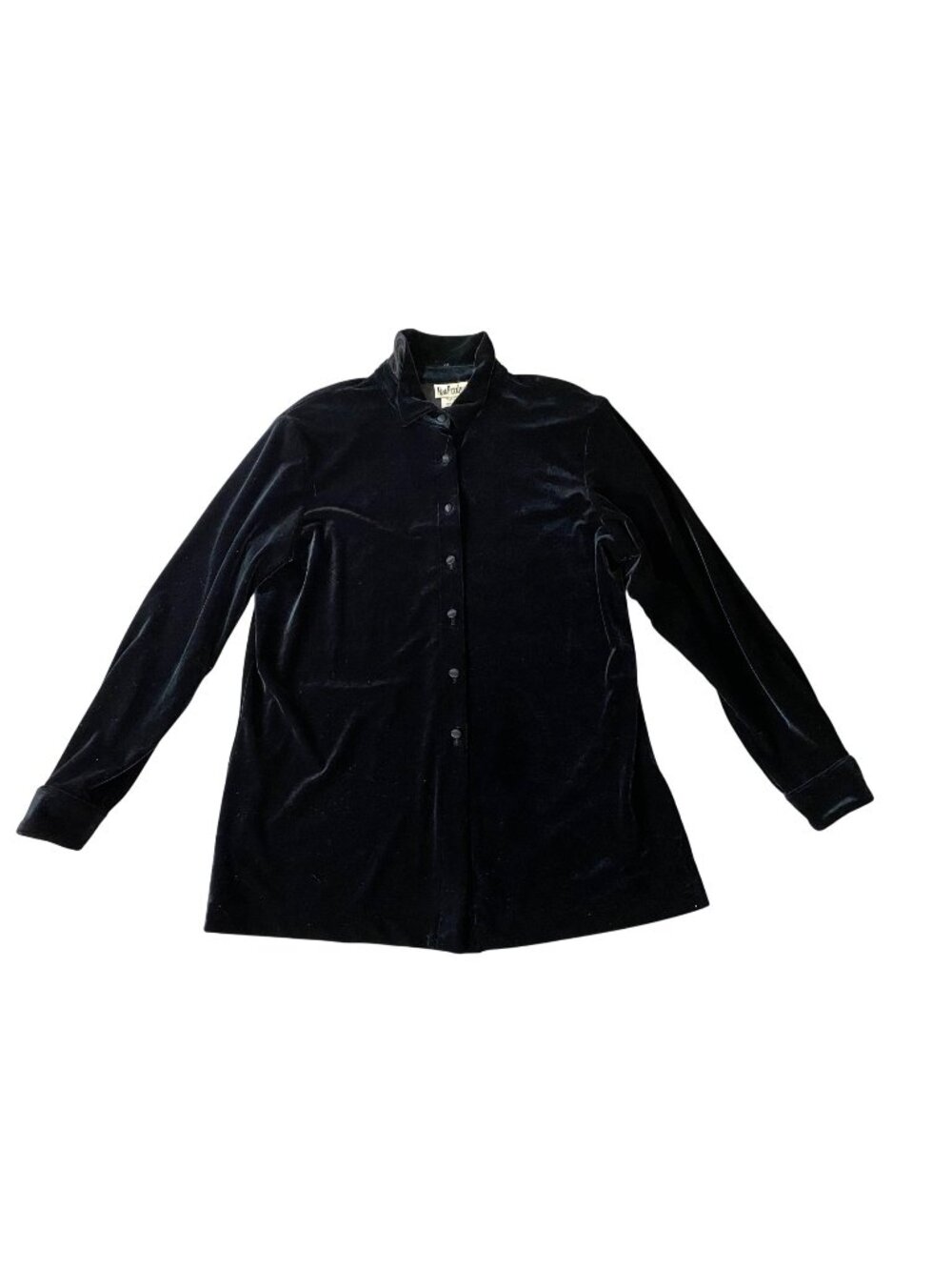 Nina Piccalino Black Velvet Long Sleeve Button-Up Shirt Size 16